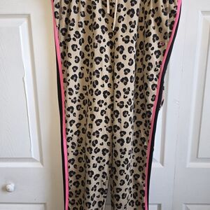 Leopard Print Track Pants with Pink Trim